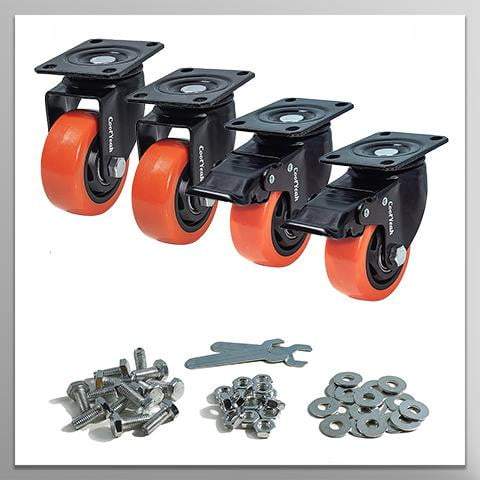 CoolYeah 3 inch Swivel Plate Caster PVC Wheels, Industrial, Premium Heavy Duty Casters (Pack of 4, 2 with Brake & 2 Without) CoolYeah Garage organization