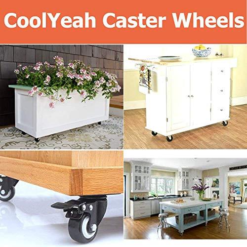 CoolYeah 2 inch Swivel Plate PVC Caster Wheels, Premium Casters (Pack of 8, 4 with Brake & 4 Without) CoolYeah Garage organization & Caster wheels
