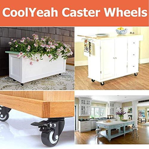 CoolYeah 2 inch Swivel Plate PVC Caster Wheels, Premium Casters (Pack of 8, 4 with Brake & 4 Without) CoolYeah Garage organization & Caster wheels 