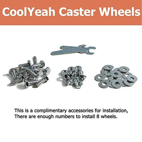 CoolYeah 2 inch Swivel Plate PVC Caster Wheels, Premium Casters (Pack of 8, 4 with Brake & 4 Without) CoolYeah Garage organization & Caster wheels