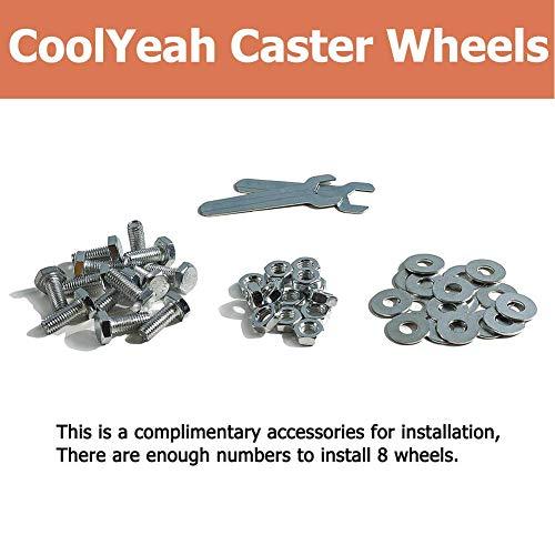CoolYeah 2 inch Swivel Plate PVC Caster Wheels, Premium Casters (Pack of 8, 4 with Brake & 4 Without) CoolYeah Garage organization & Caster wheels 