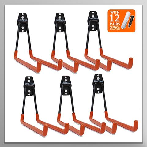 Стальные длинные U-образные крючки для гаража (упаковка из 6) CoolYeah Garage-organization
