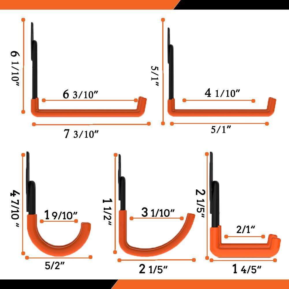 CoolYeah Steel Garage Storage Utility Ganchos duplos, serviço pesado para organizar ferramentas elétricas, Laddy, itens a granel (pacote de 8) CoolYeah Garage-organization