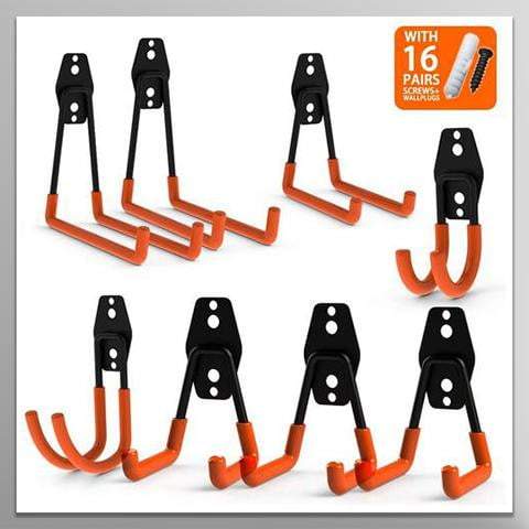 CoolYeah Steel Garage Storage Utility Double Hooks, Heavy Duty for Organizing Power Tools,Laddy,Bulk items (Pack of 8) CoolYeah Garage-organization 